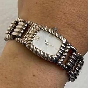 Judith Ripka sterling silver 925 mother of pearl quartz watch